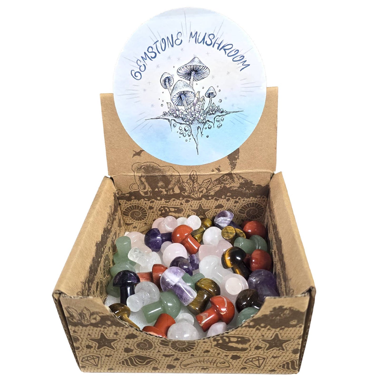 1 box (36 pc) Earth Mined Gemstone Mushroom (No Dye/Glass)