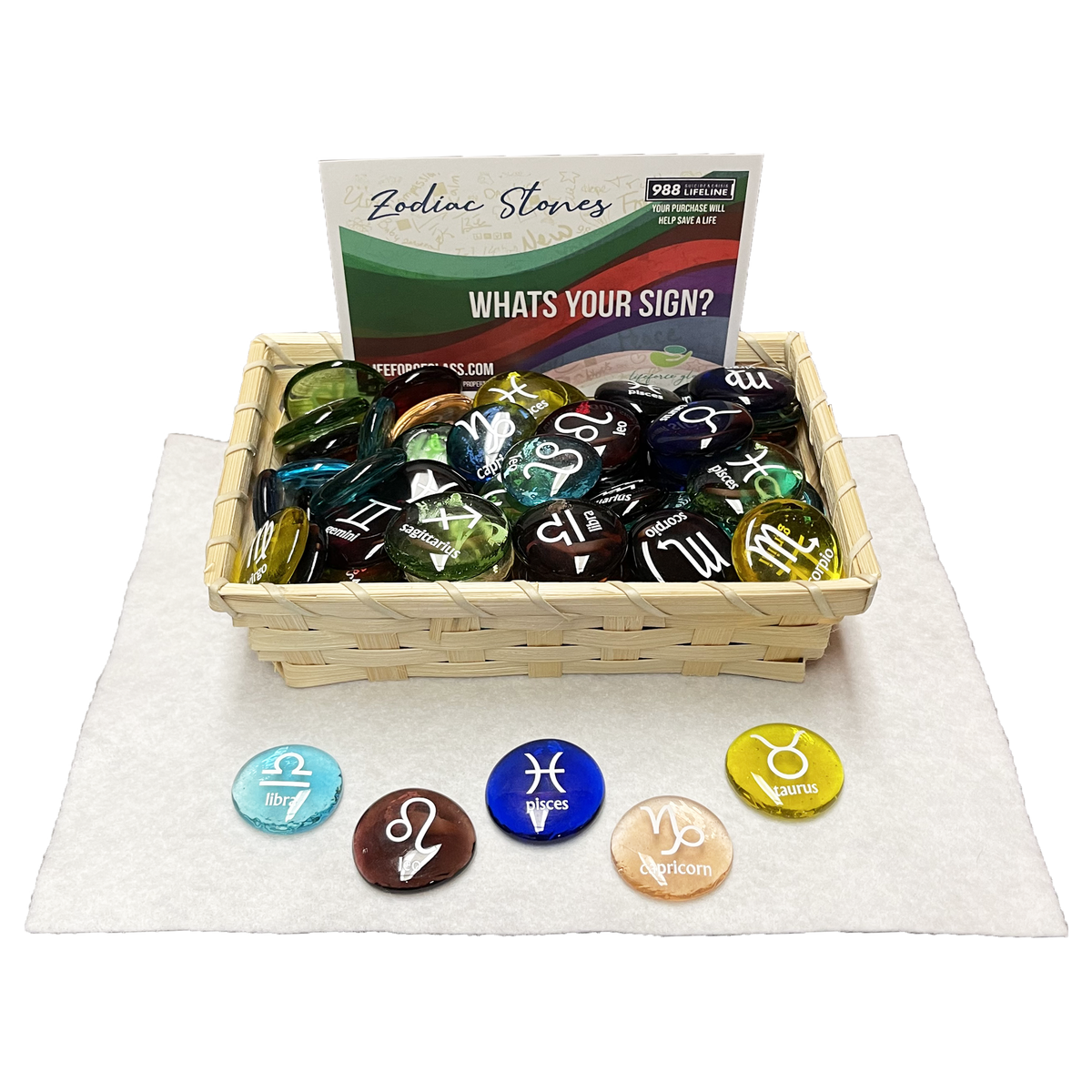 Zodiac Stones, Glass Rocks with Astrological Symbols