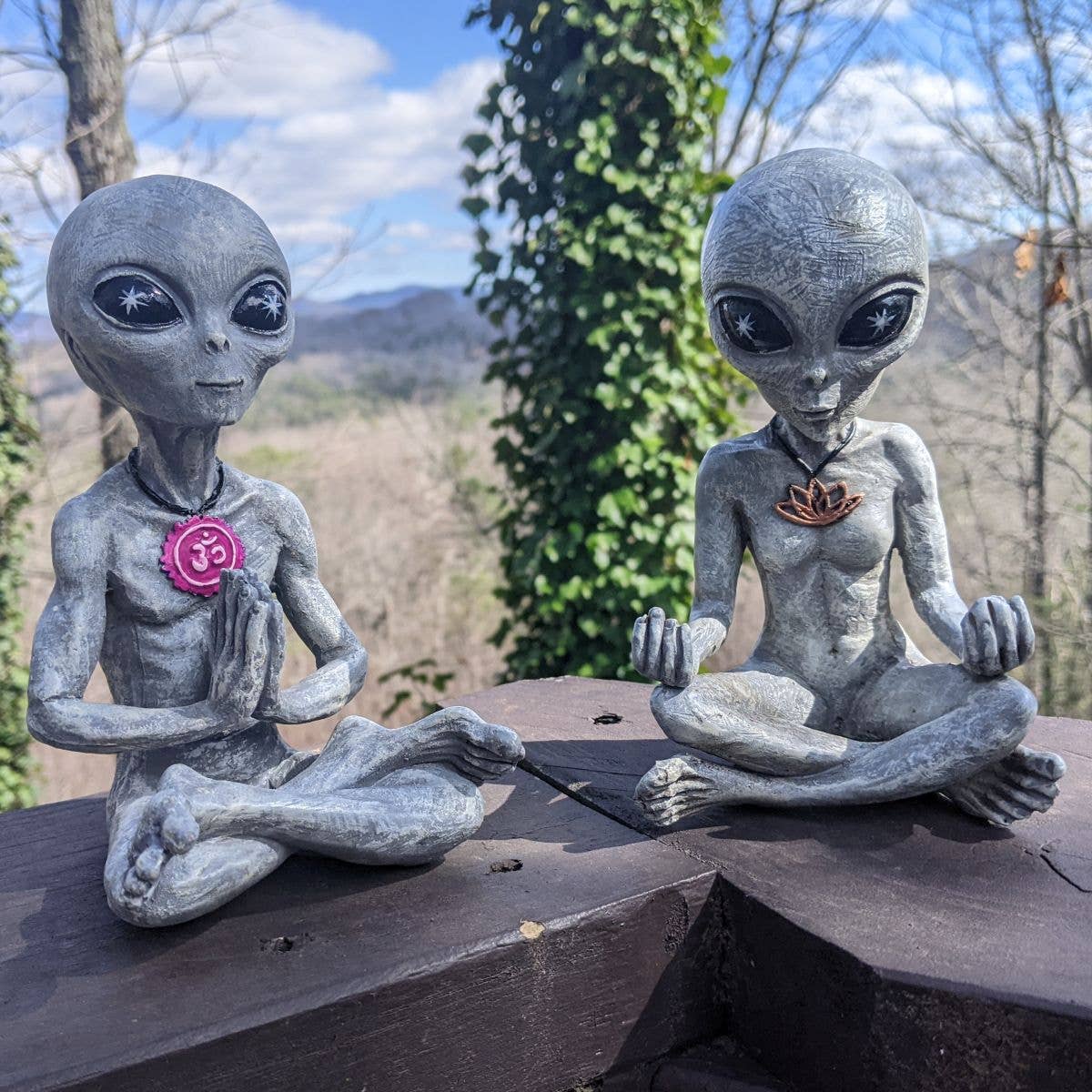 Alien Invasion "Zen and Yoga” Couple Meditating Figurine Set
