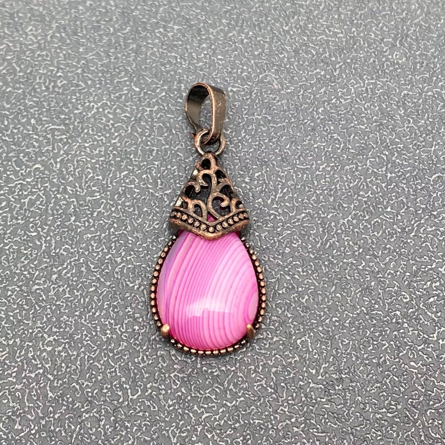 Drop-shaped Natural Stone Bronze Charms (Single Pendant) -CS