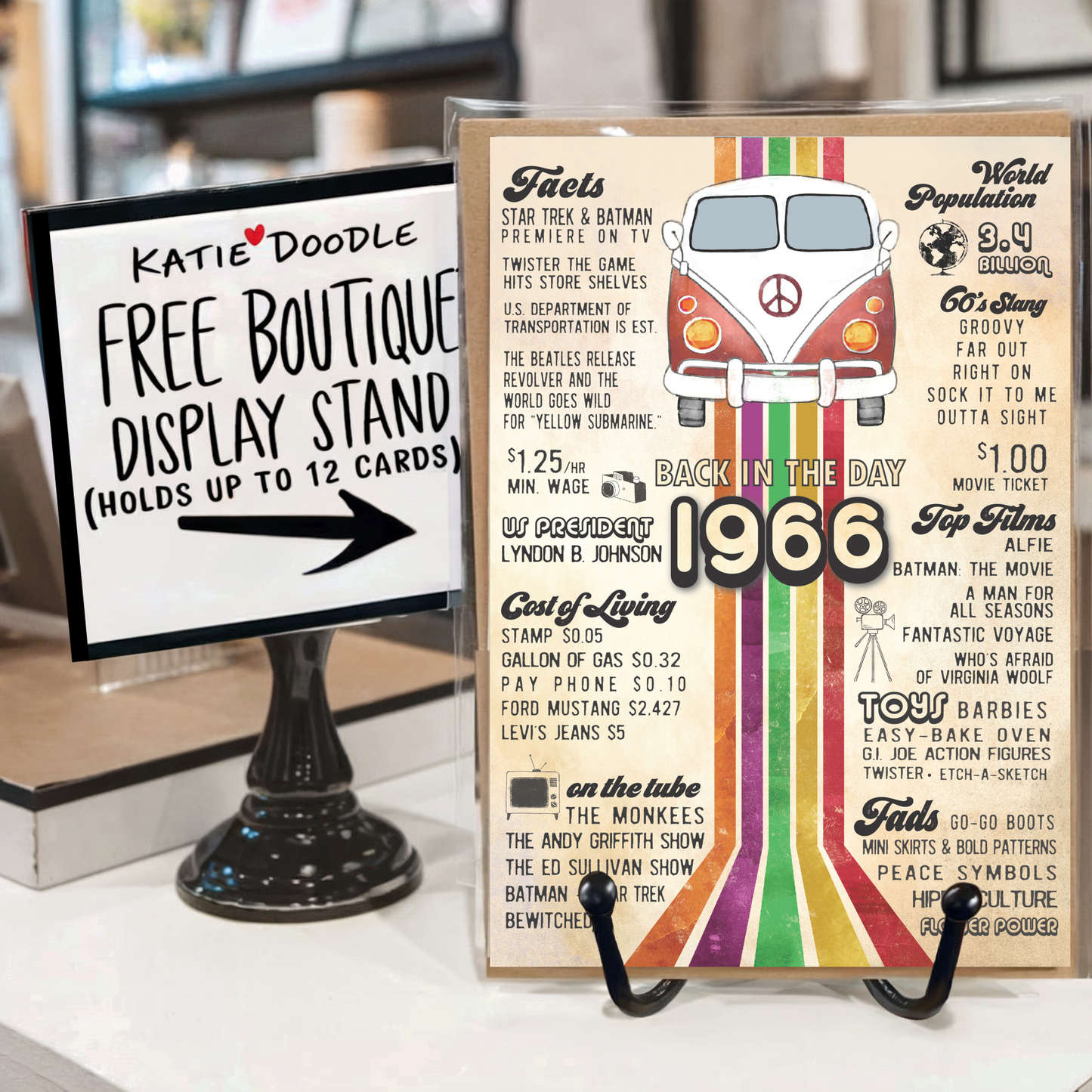 60th Birthday Cards, 1966 Retro Greeting Cards, 60th, USA