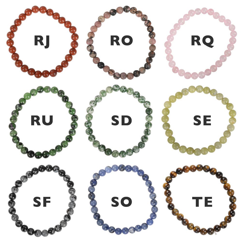 6mm Crystal Gemstone Stretch Bracelets