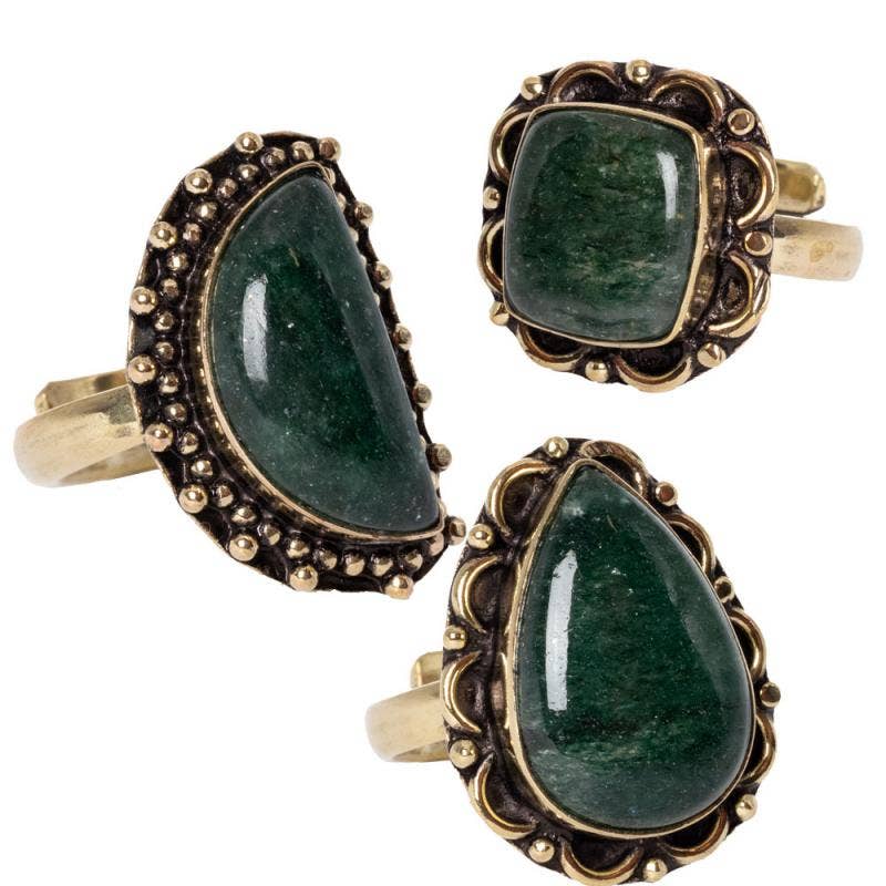 ADJUSTABLE GOLD TONE GEMSTONE RINGS