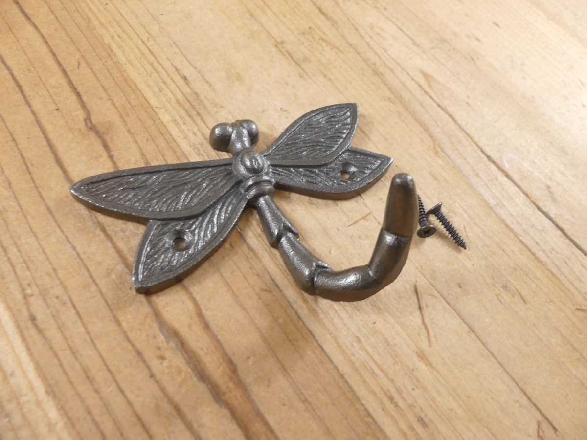 GLAZED IRON DRAGONFLY COAT HOOK