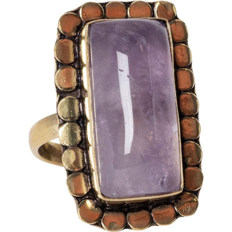 ADJUSTABLE GOLD TONE GEMSTONE RINGS