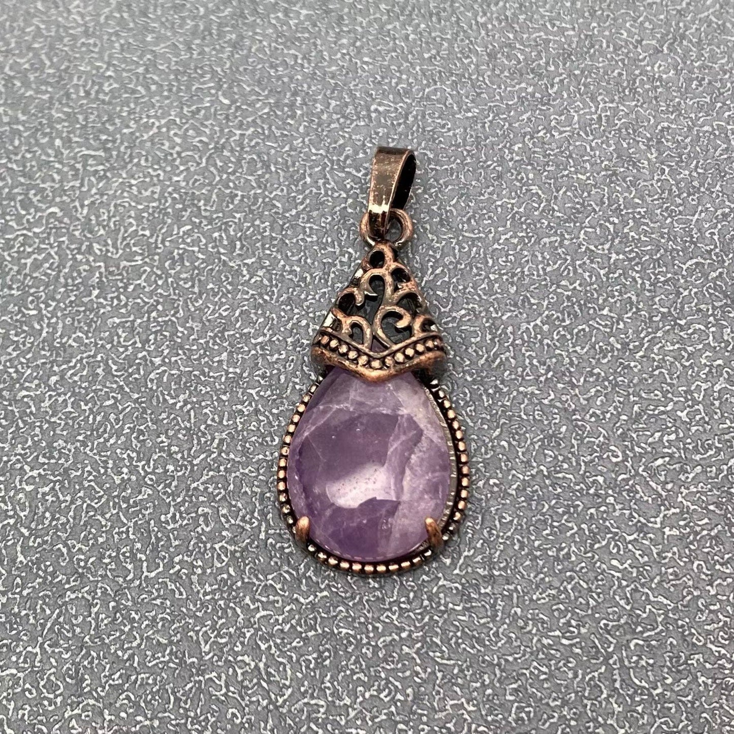 Drop-shaped Natural Stone Bronze Charms (Single Pendant) -CS