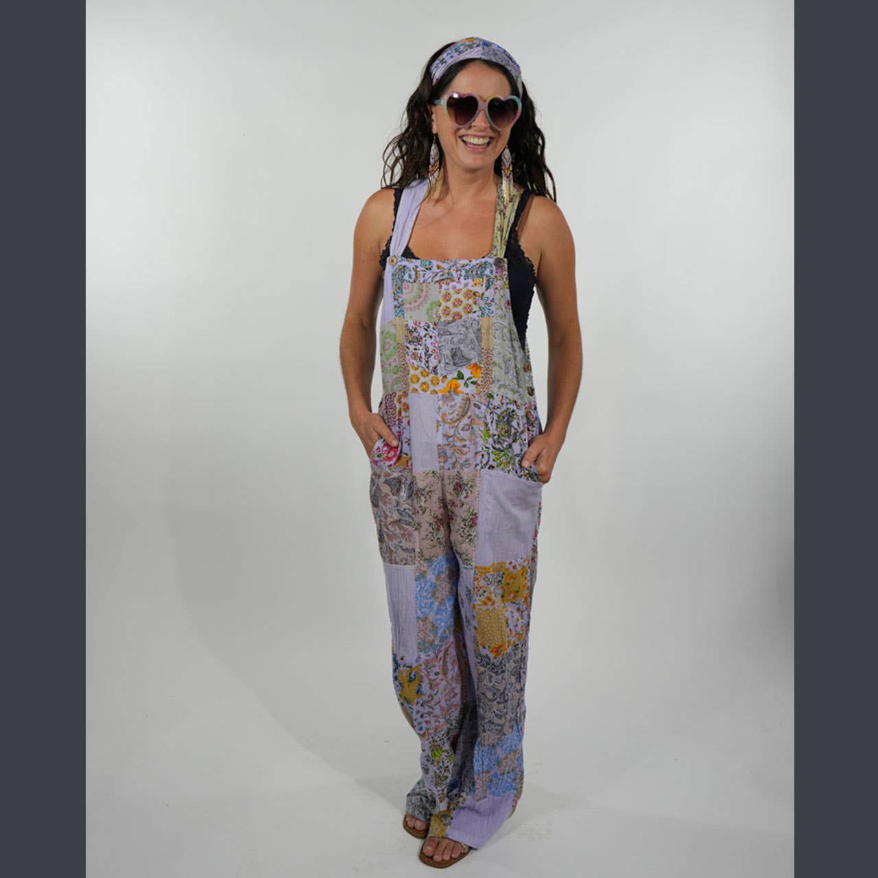 Hippie Boho Cotton Floral Patchwork Overall