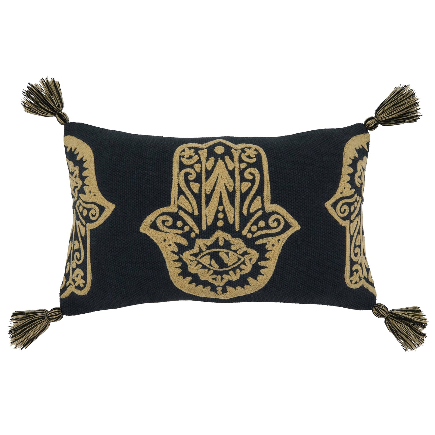 Hamsa Hand Embroidered Lumbar Pillow