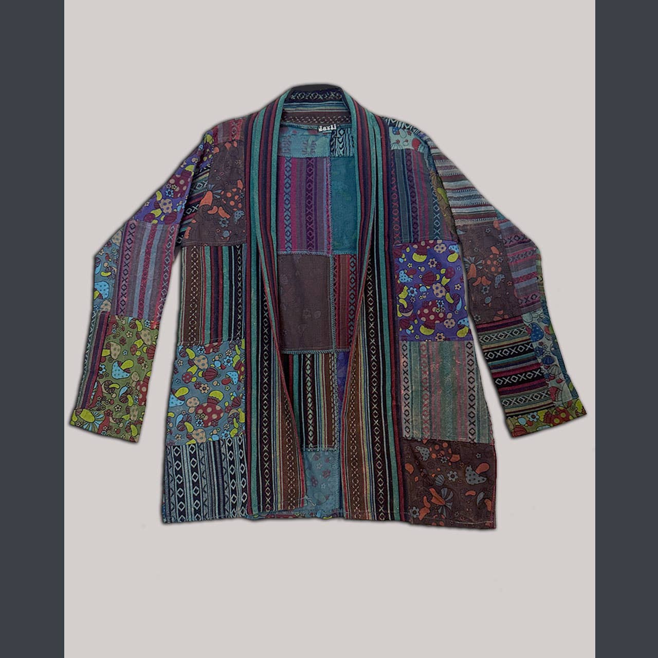 Mushroom Print Heavy Cotton Patchwork Kimono Jacket