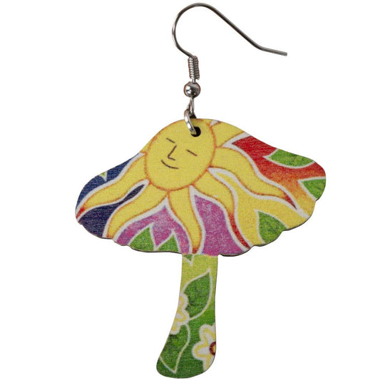 WOOD SUN MUSHROOMS EARRINGS