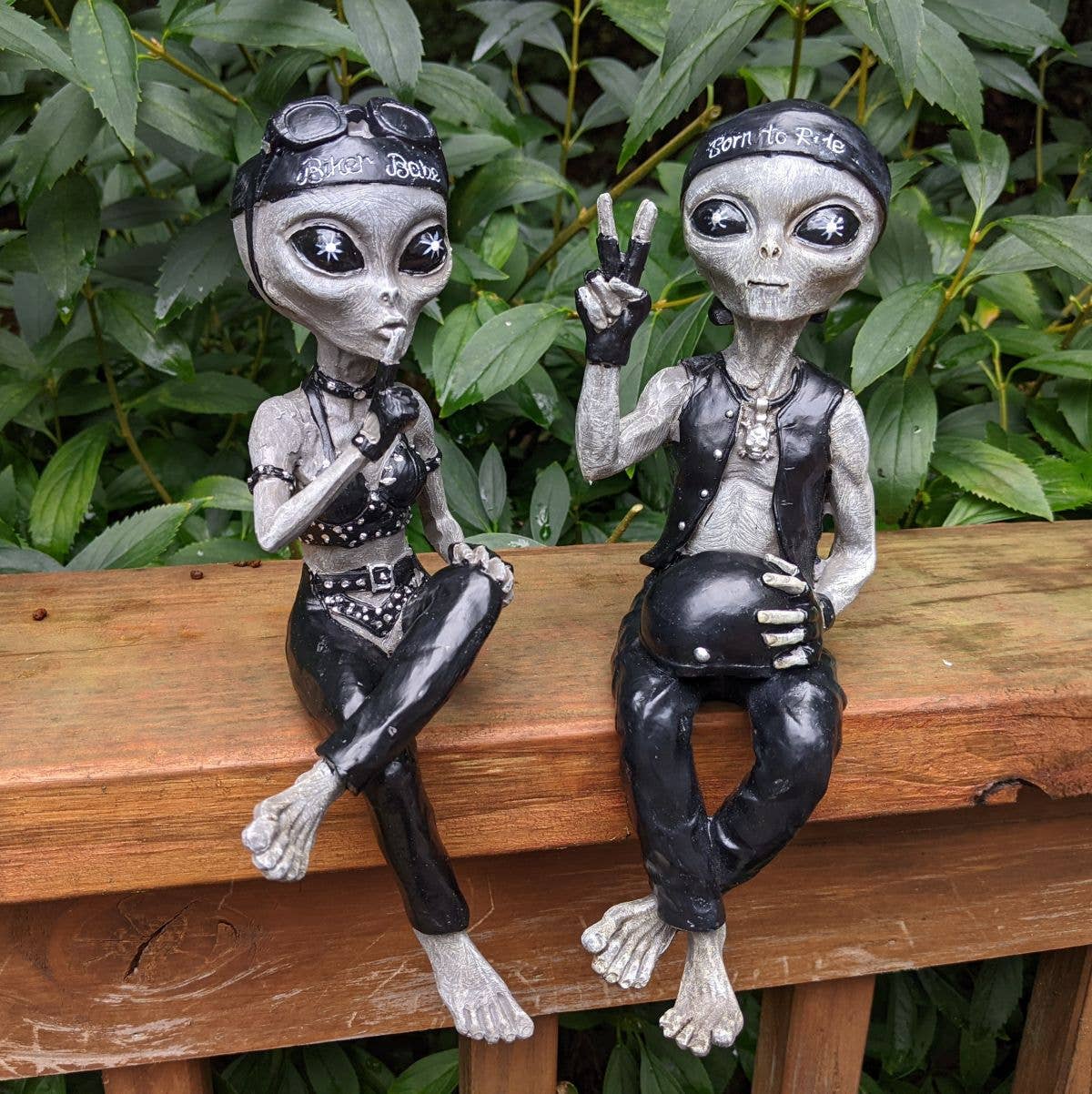 Alien Invasion Biker Babe & Dude Ledge Lounger Set 10" tall