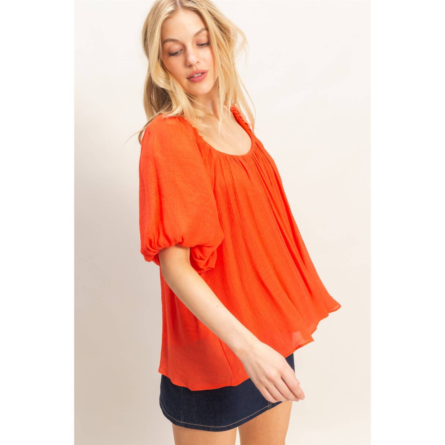 Gathered Puff Sleeve Blouse