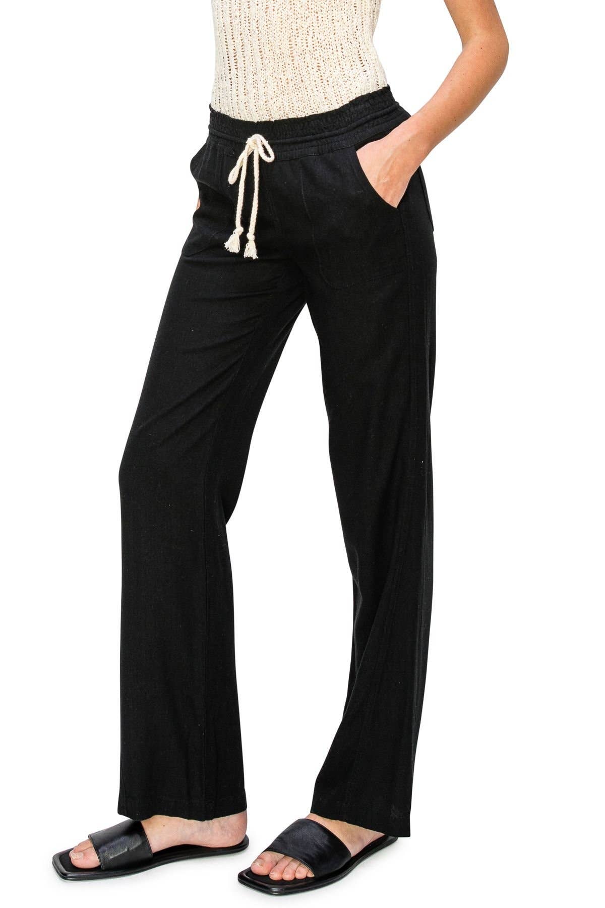 CALI1850 LINEN WIDE-LEG DRAWSTRING PANT (07024JLN000)