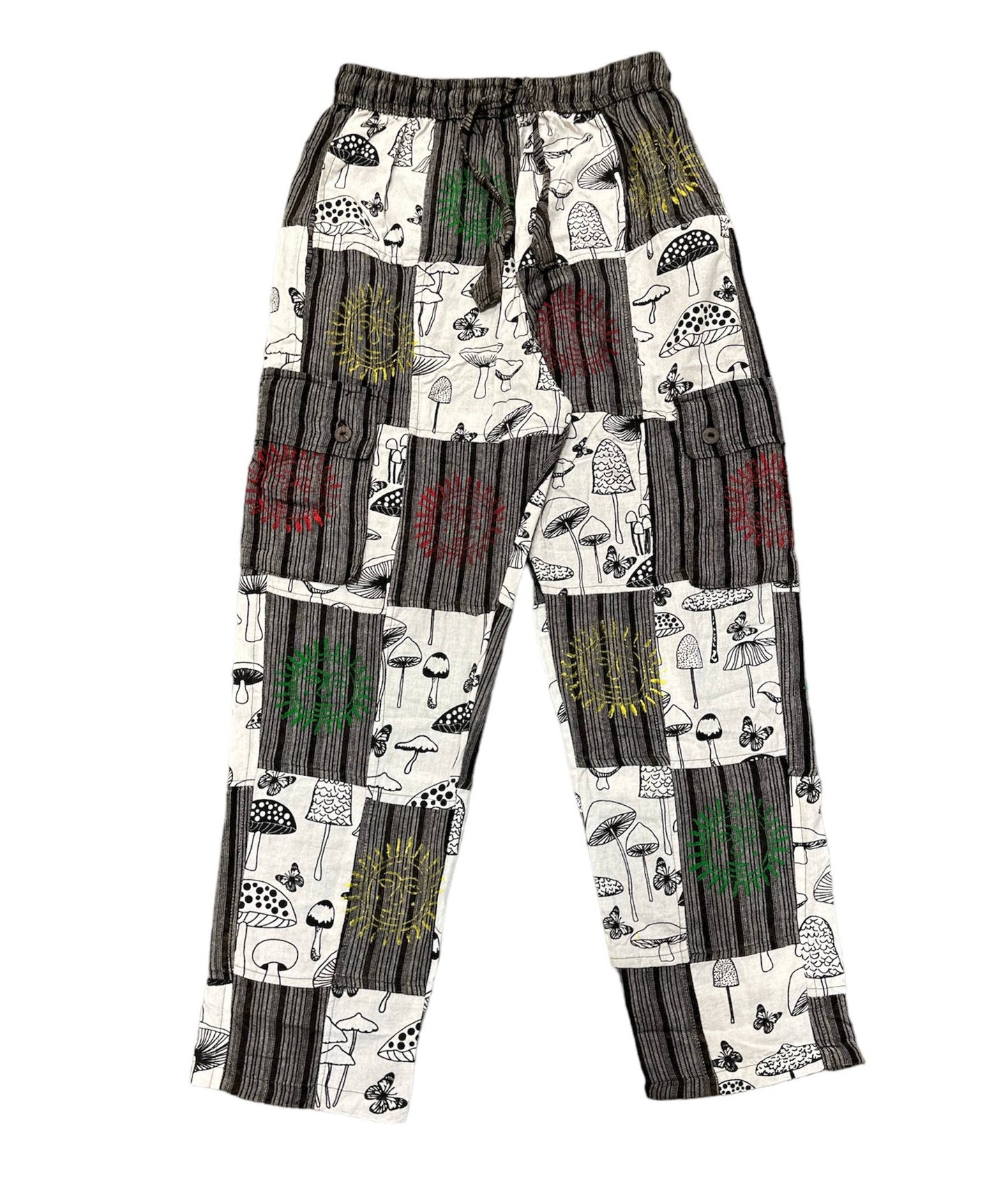 Cotton BW Mushroom  sun moon Patchwork Trouser D575