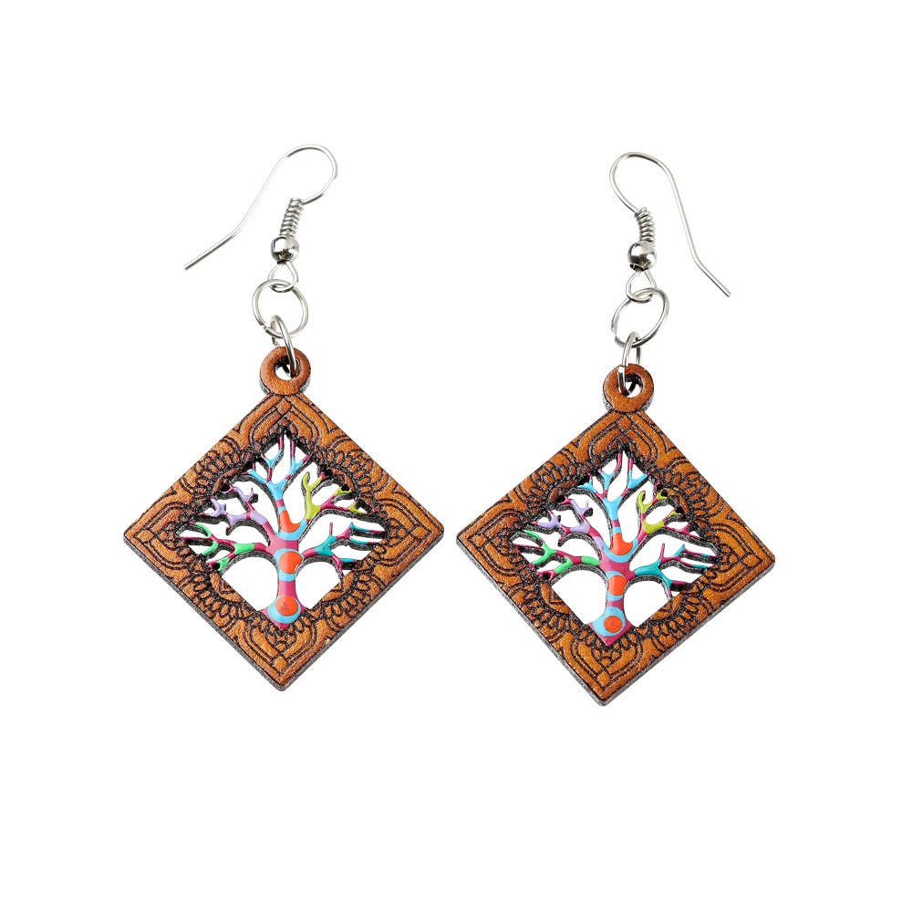 ASSORTED WOOD LG EARRINGS