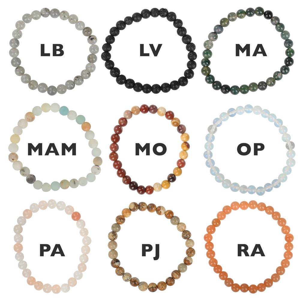 6mm Crystal Gemstone Stretch Bracelets