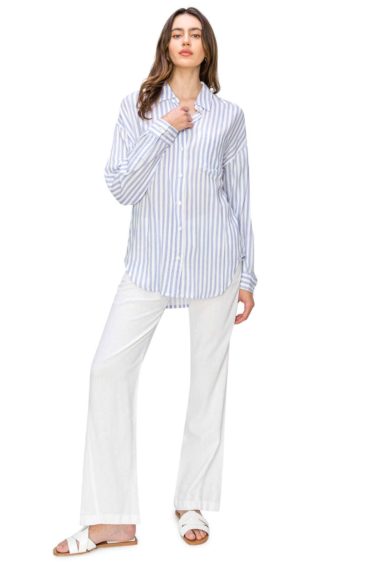 CALI1850 RELAXED LINEN BUTTON DOWN SHIRT (20728JLN486)
