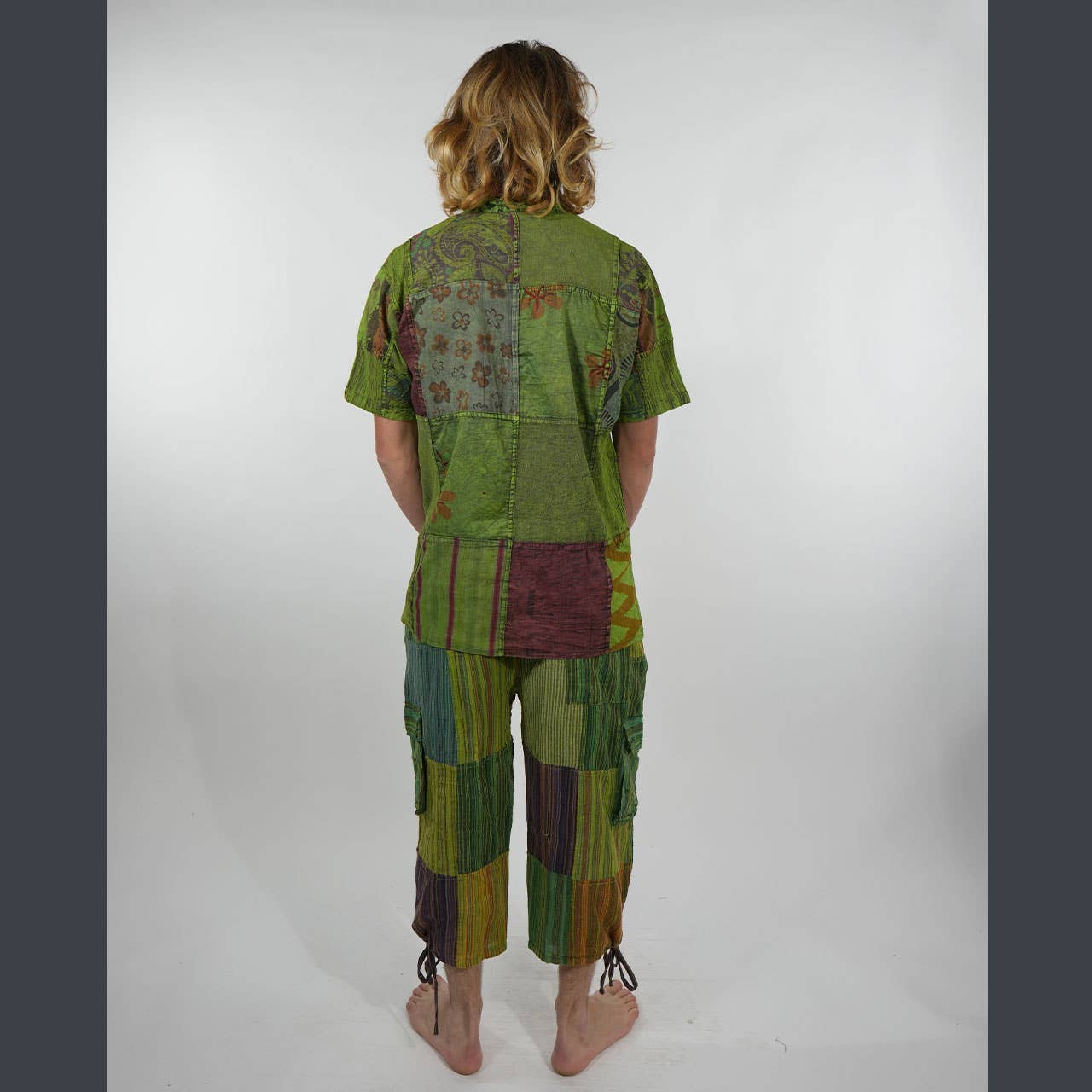 Jaypuri Patchwork Overdyed Cotton Men’s Hippie Shirt