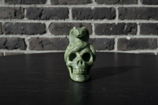 Jade Snake and Skull Carving