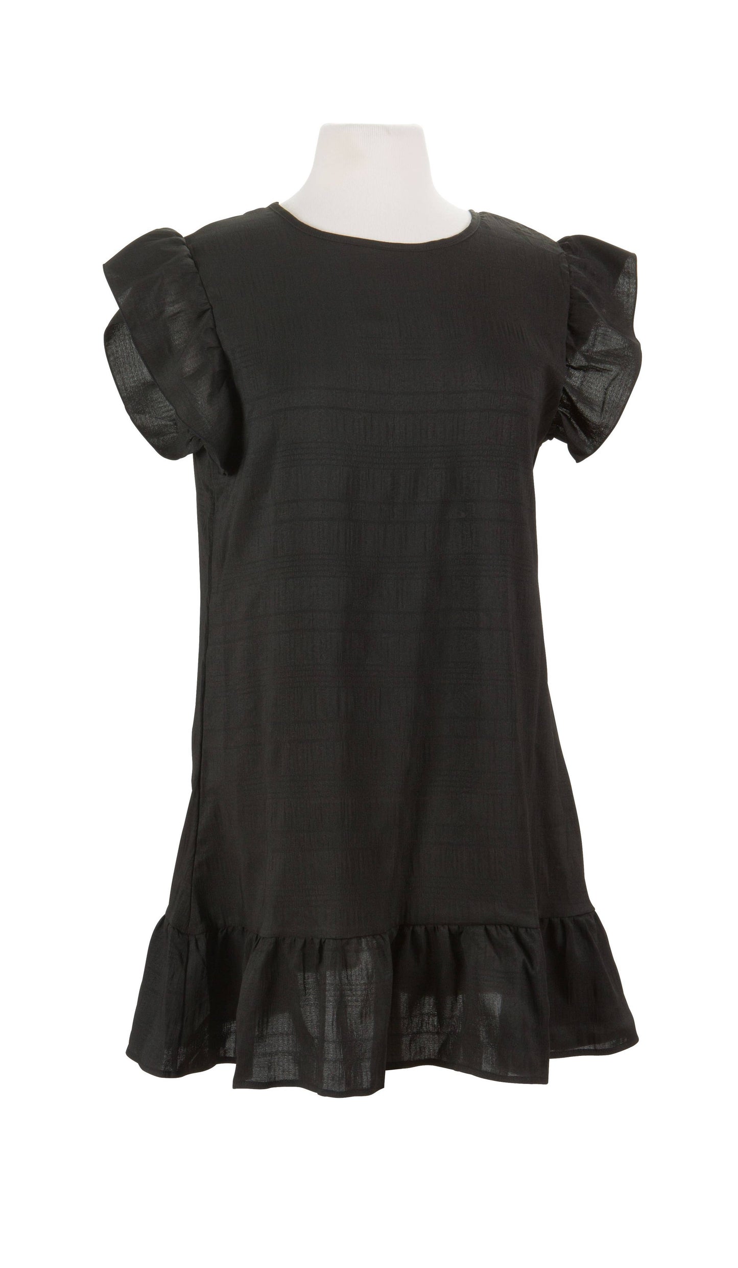 Ruffle peekaboo bow tie back dress, 3 assorted