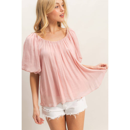 Gathered Puff Sleeve Blouse
