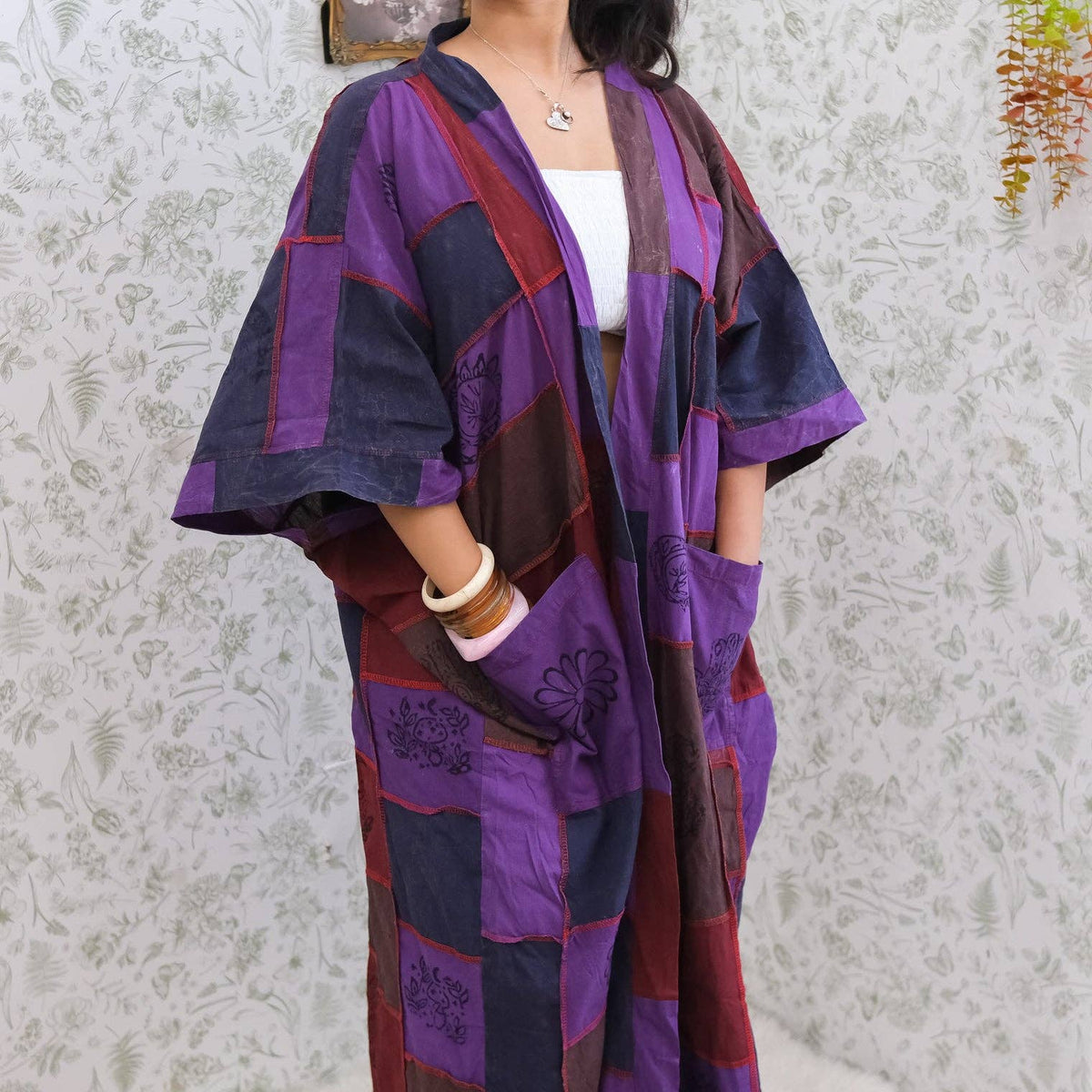 Oversized Patchwork Cotton Duster