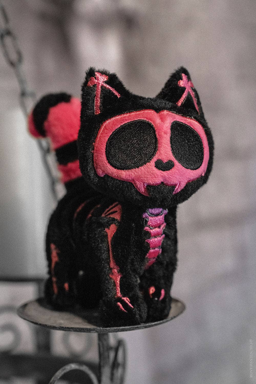 Bubblegum Skelekitty Plush Keychain