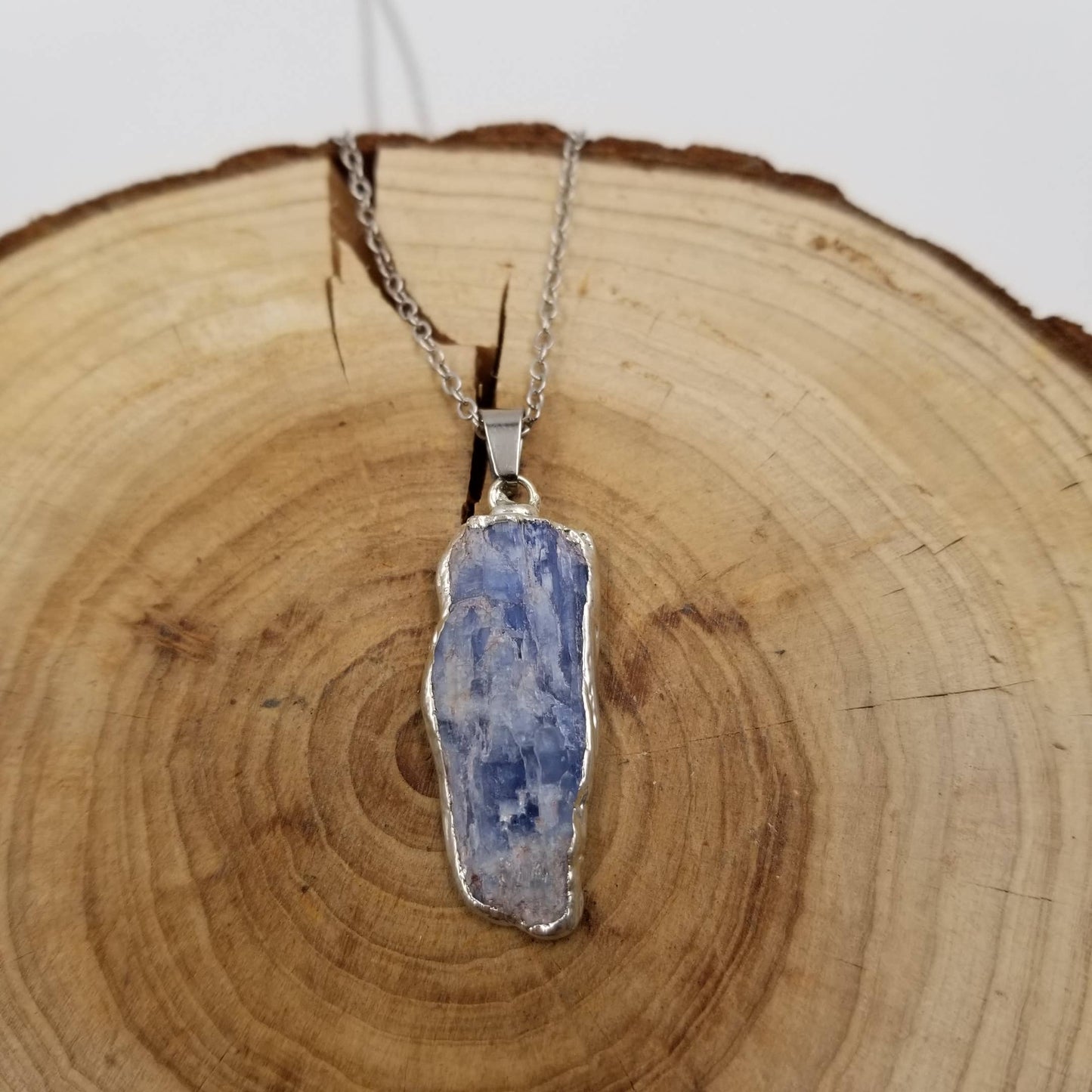 Natural Blue Quartz Gold-Plated Pendant Necklace