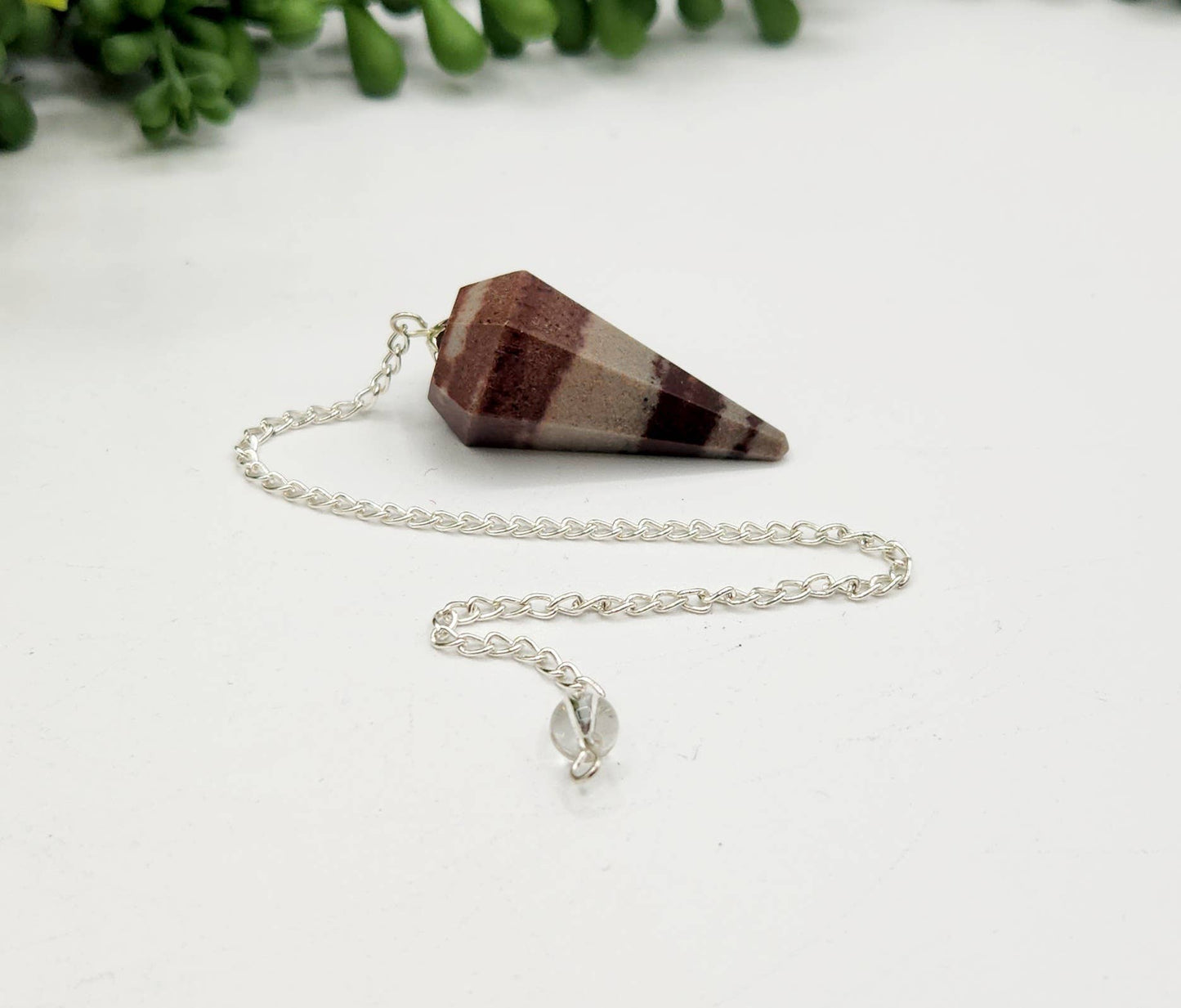 Shiva Lingham Pendulum w/Silver Plated Chain & Clear Quartz
