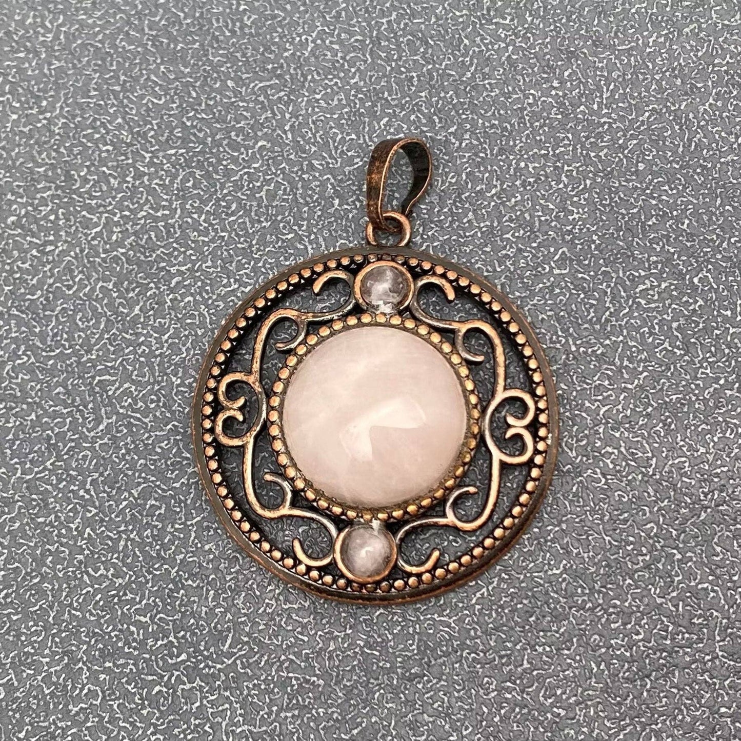 Vintage Natural Stone Hollow Circular Charm  Pendant - CS