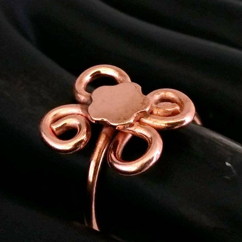 Art Deco Adjustable Beach Toe Rings in Pure Healing Copper