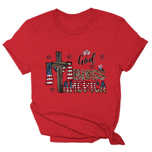 God Bless America Cross Tee - 1081