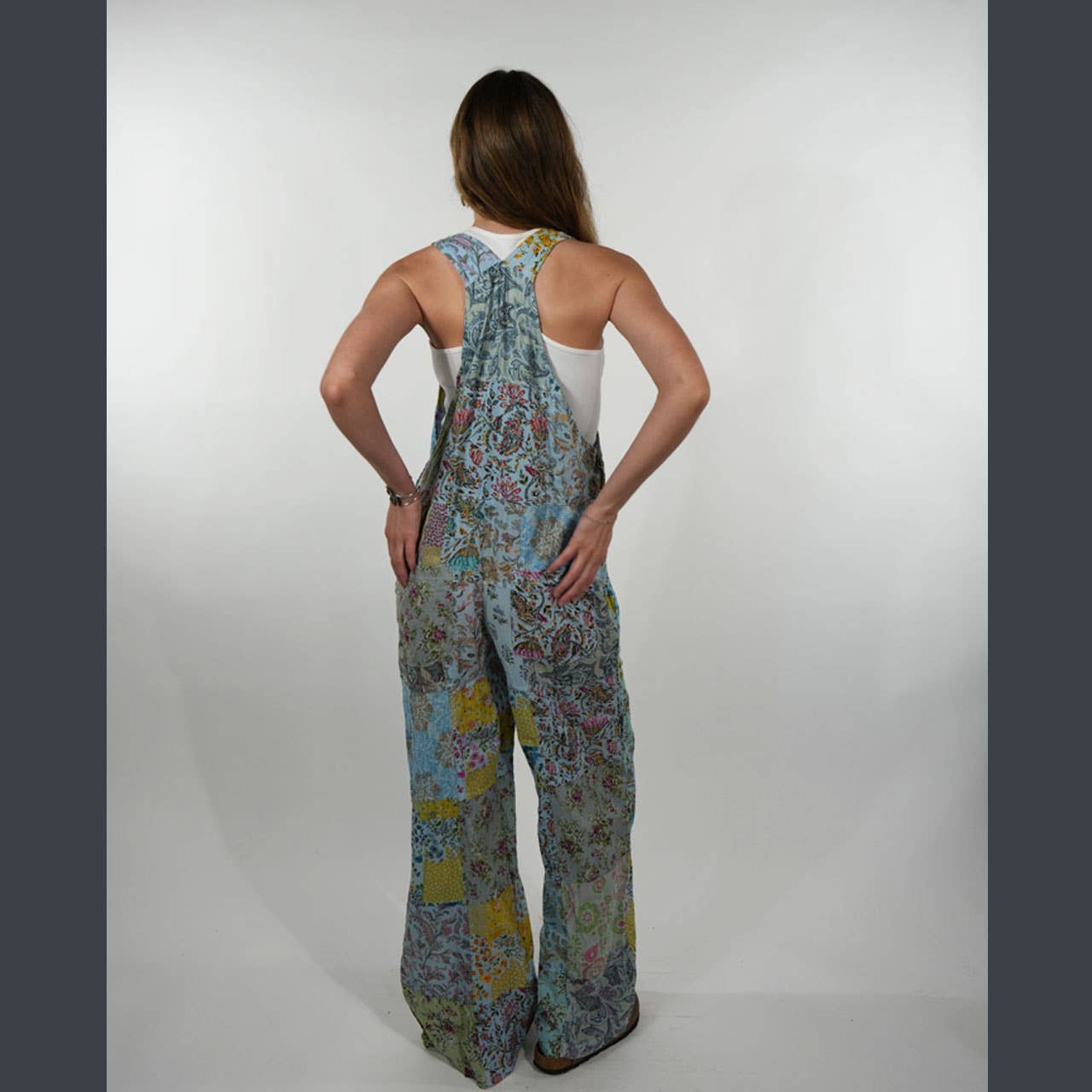 Hippie Boho Cotton Floral Patchwork Overall