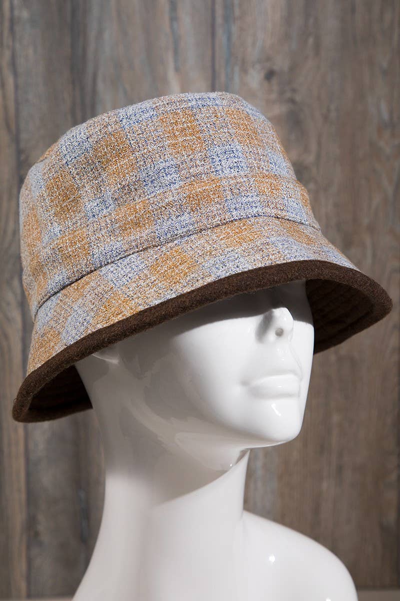 Reversible Plaid Print Bucket Hat