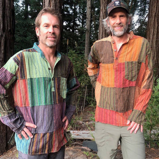 Hippie 100% Cotton Patchwork Stonewash Men's Long Sleeves