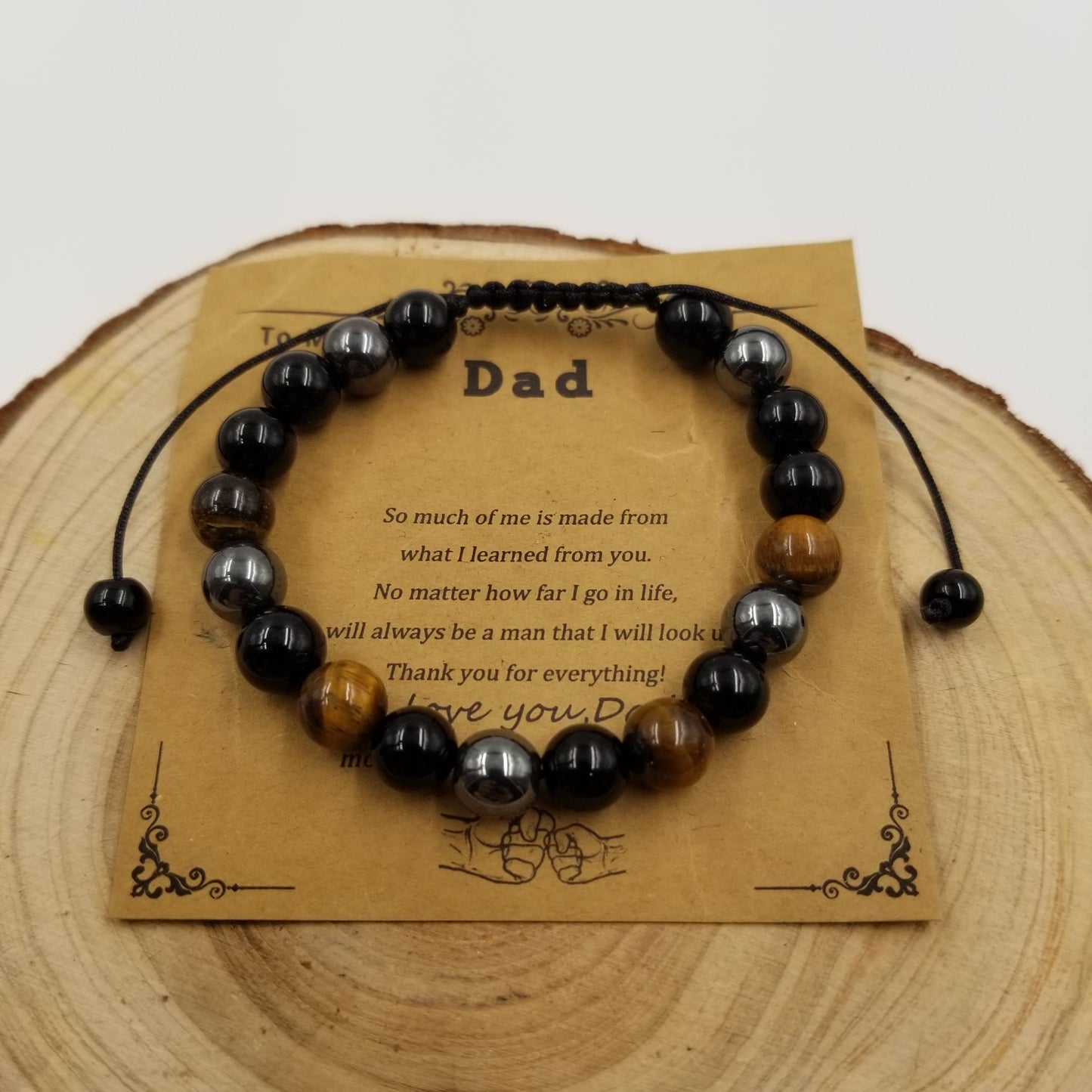 Obsidian & Tiger Eye Stone Adjustable Father's Day Bracelet
