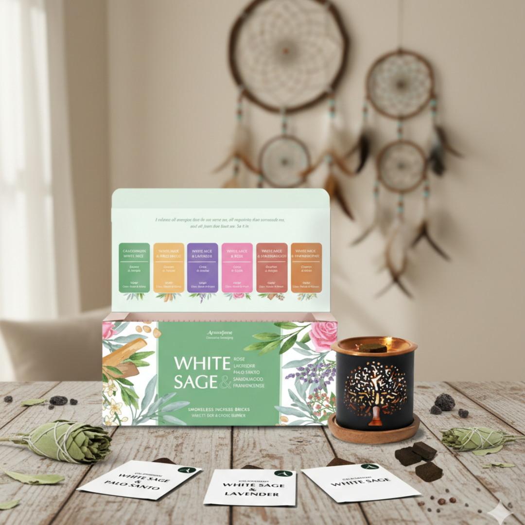 White Sage Incense Bricks & Burner Gift Set | Sage Incense