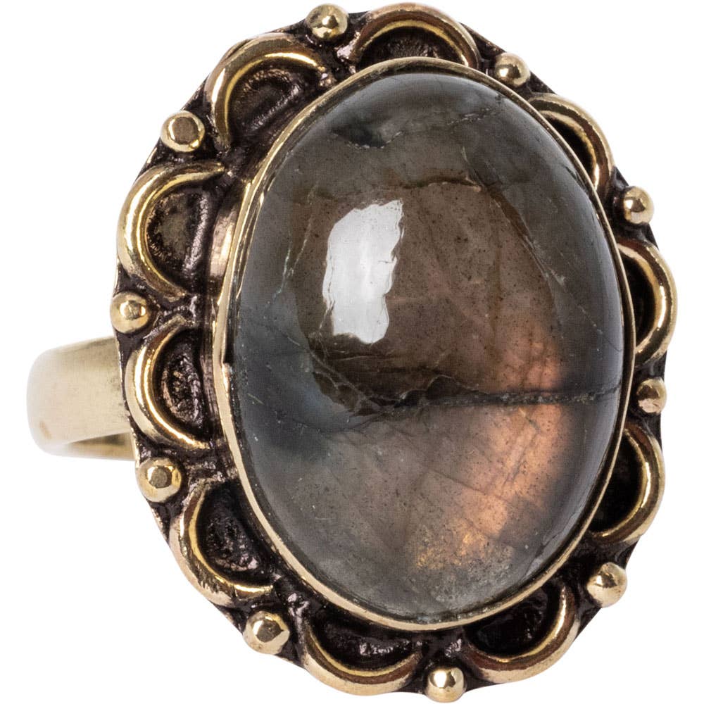 ADJUSTABLE GOLD TONE GEMSTONE RINGS