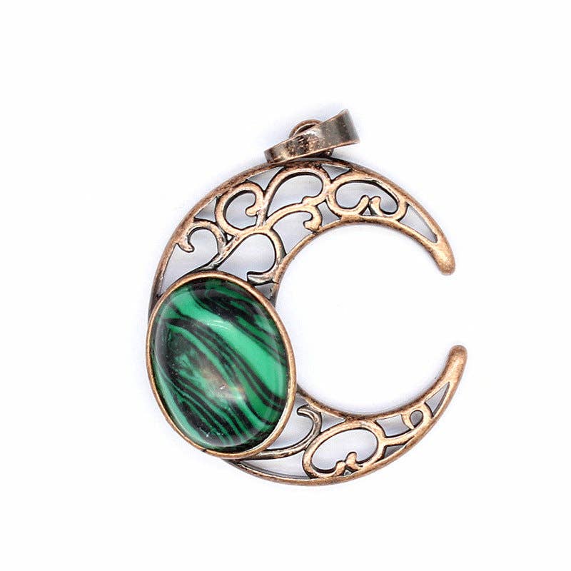 Natural Stone Hollow Moon Charm (Single Pendant) - CS/MS