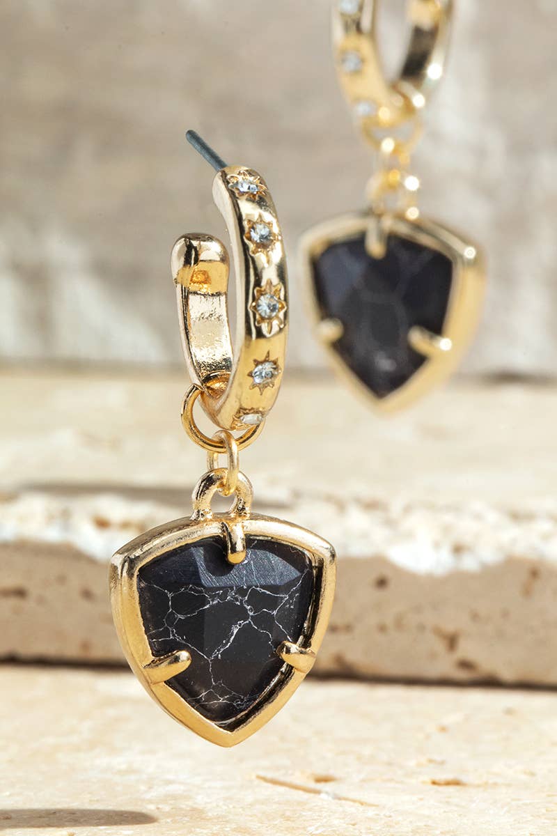 Natural Stone Triangle Earrings