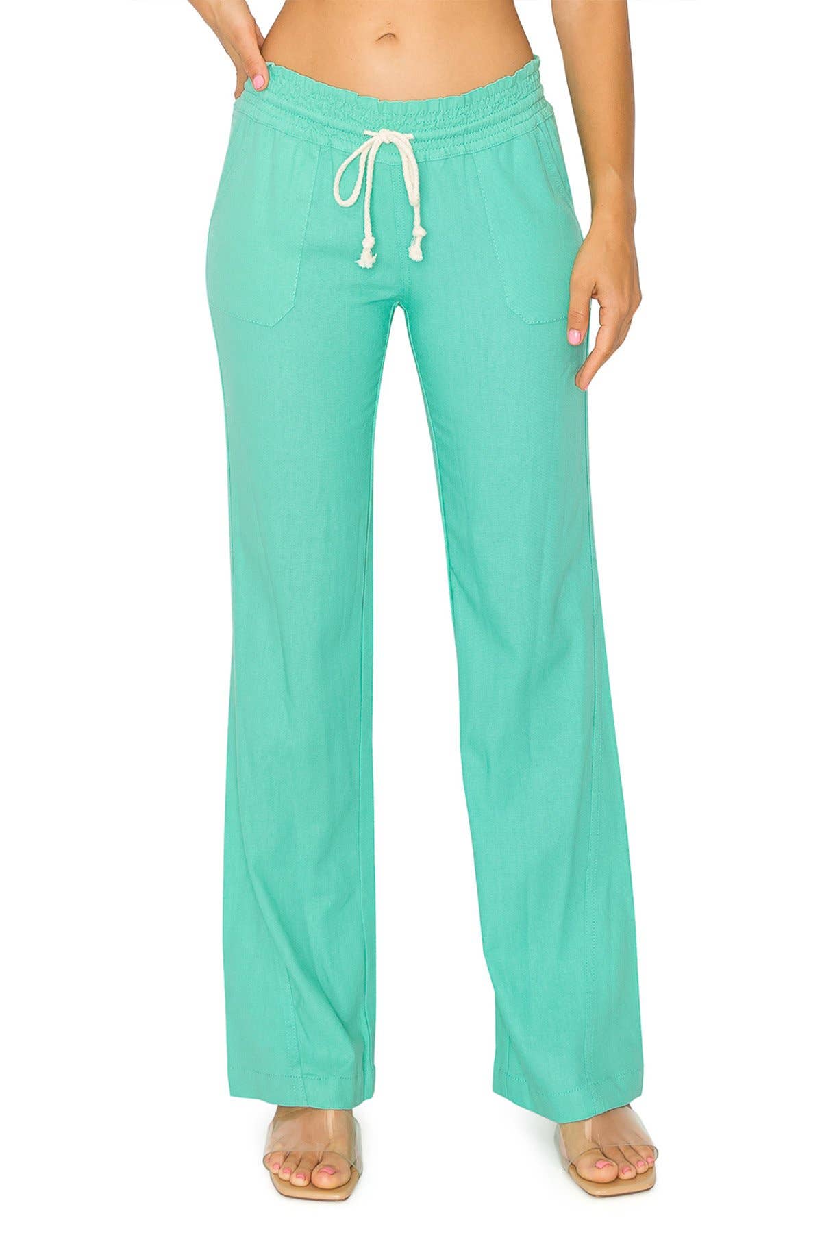 CALI1850 LINEN WIDE-LEG DRAWSTRING PANT (07024JLN000)