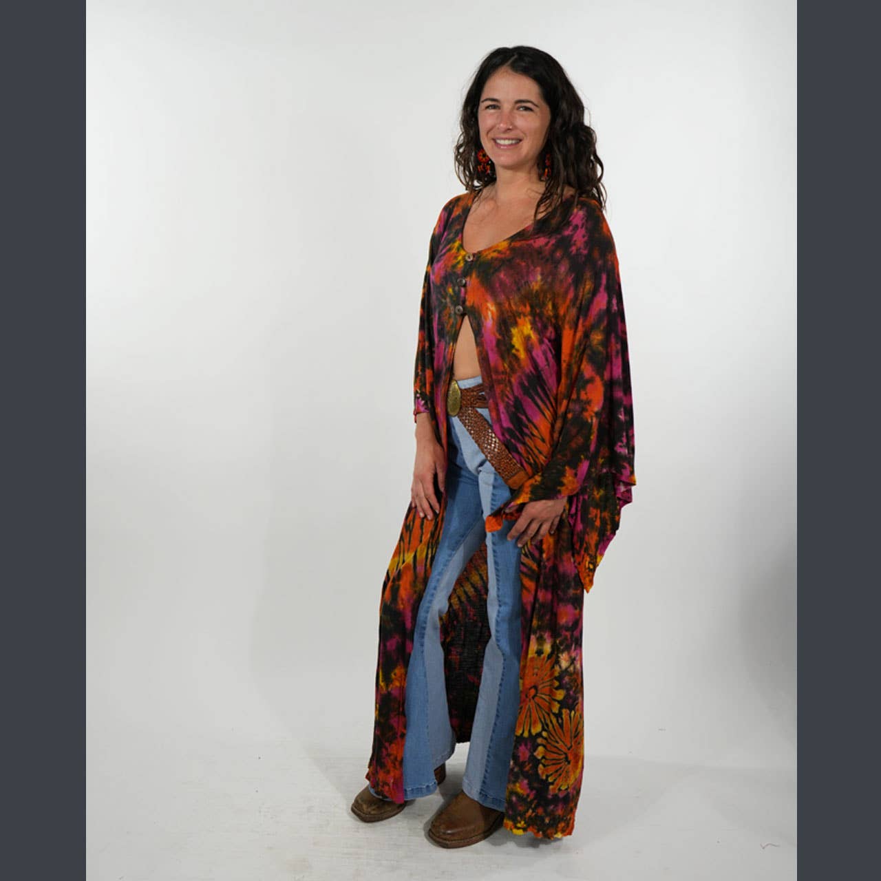 Boho Hippie Viscose Tie Dye Grateful Dead Duster