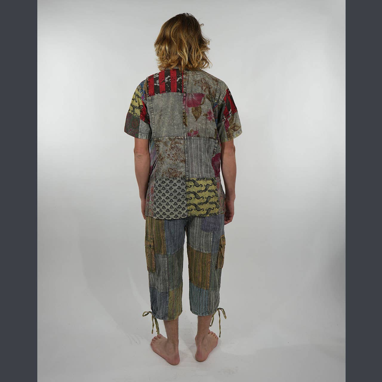 Jaypuri Patchwork Overdyed Cotton Men’s Hippie Shirt