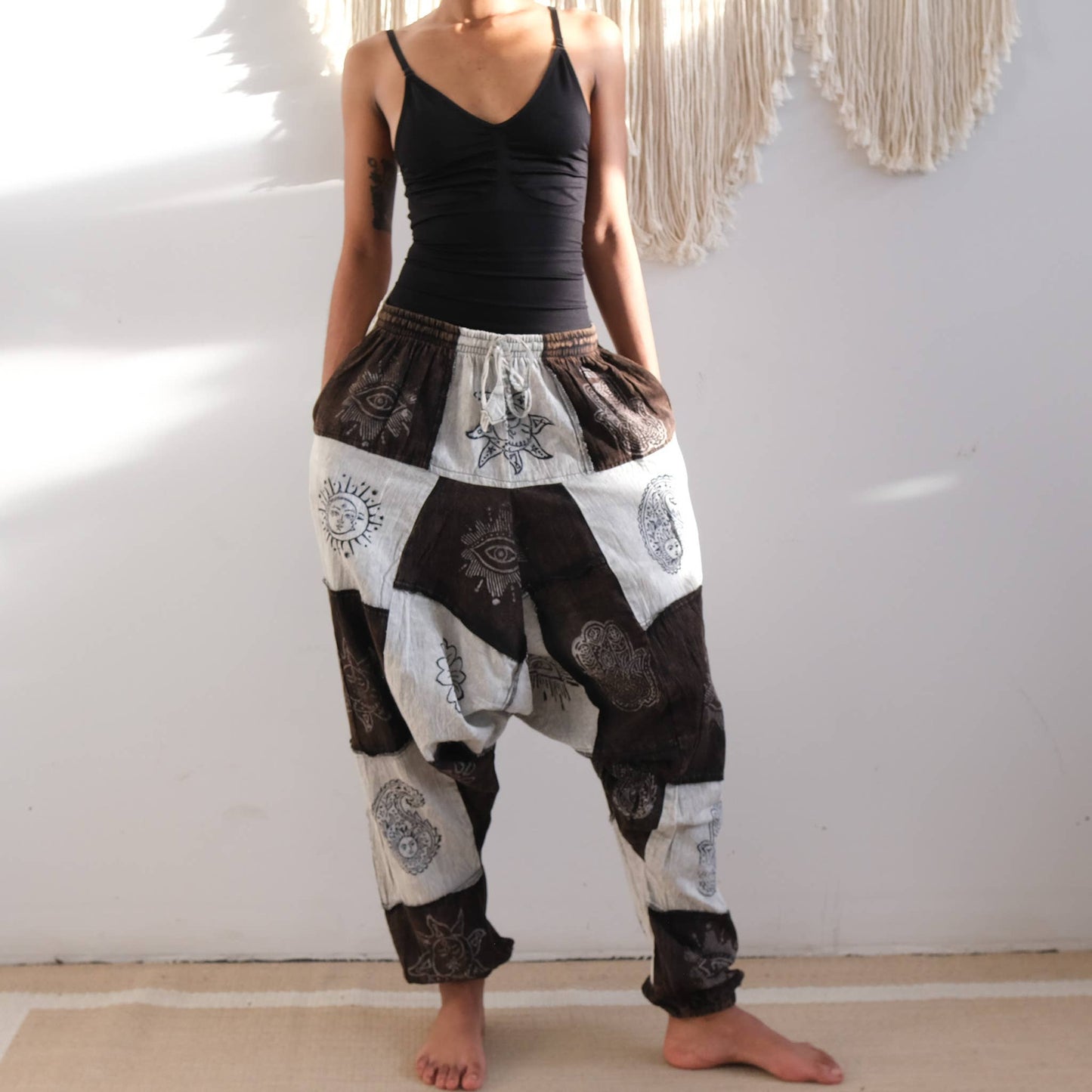 Patchwork Block Print Harem Pants (P39-U5G)