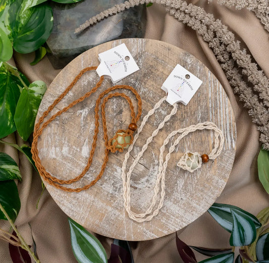 Adjustable Macrame Crystal Holder Necklace.