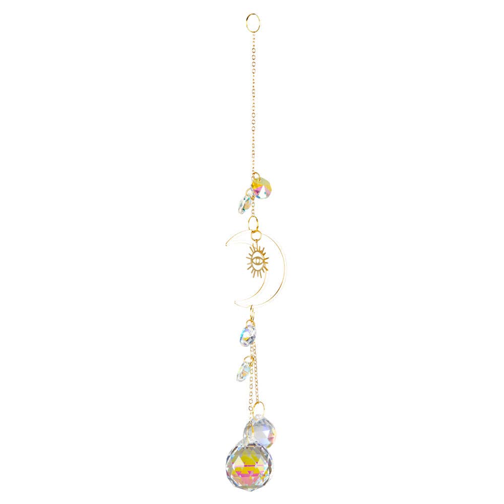 Moon With Evil Eye Crystal Suncatcher