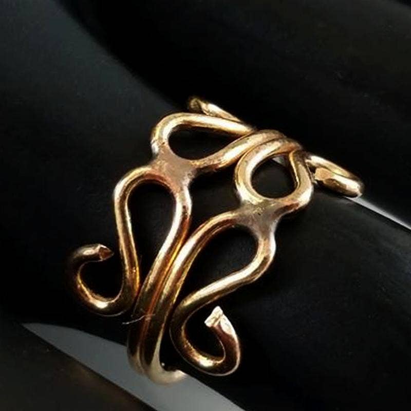 Art Deco Adjustable Beach Toe Rings in Pure Healing Copper