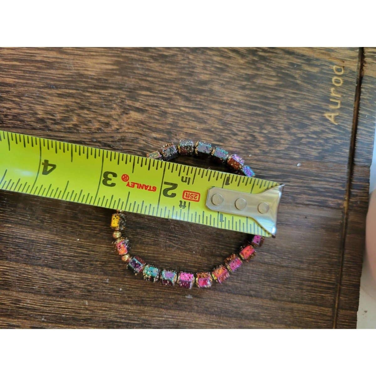 Natural Lava Rock Hexagon Beads Stretch Bracelets, Bee Shape