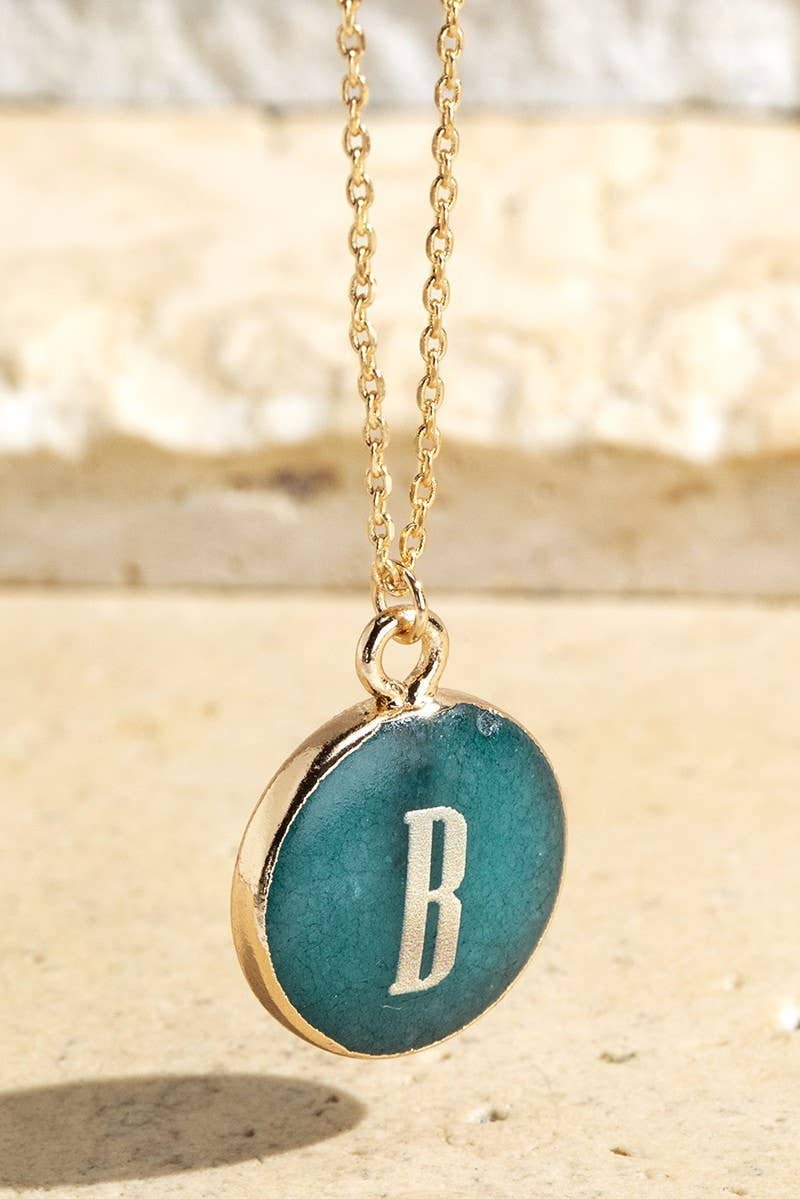 Initial Letter Round Pendant Necklace