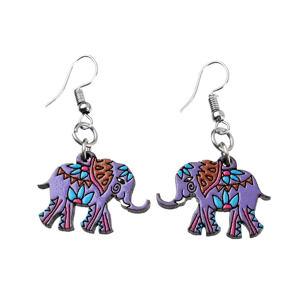 ASSORTED WOOD ELEPHANT EARRINGS